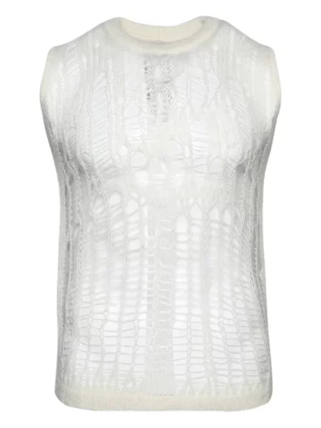 Tricou Rick Owens fără mâneci tricotate alb