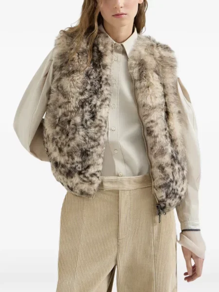 Reversibil vestă Brunello Cucinelli din piele de oaie