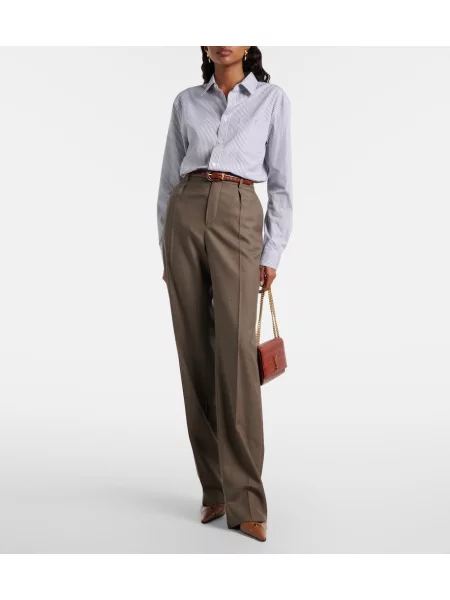 Pantaloni Saint Laurent de lână maro