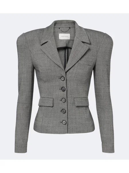 Geacă Magda Butrym de lână cu model herringbone gri