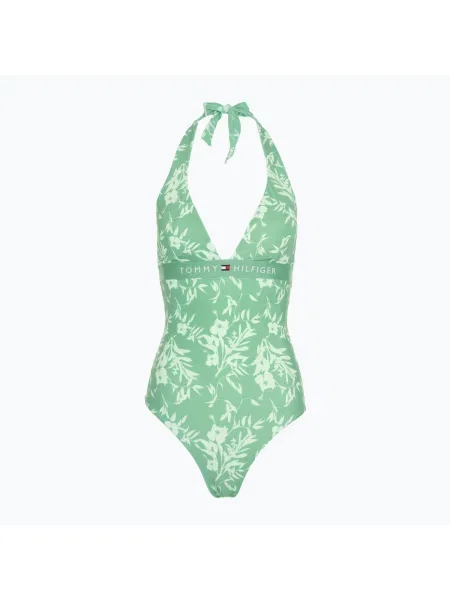 Costum de baie dintr-o bucată pentru femei Tommy Hilfiger Halter One Piece Rp Print floral tropic aop fort green verde