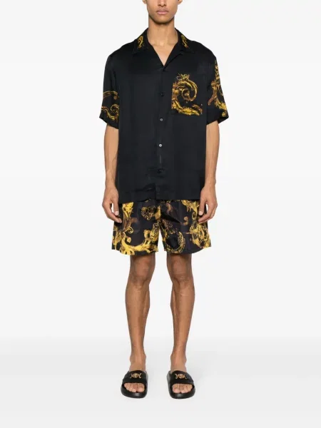 Džínové šortky Versace Jeans Couture s potiskem černé