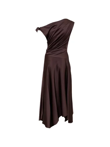 Rochie Staud asimetrică drapată maro