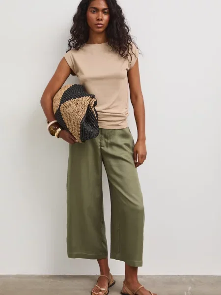 Medicine spodnie culottes z lyocellu zielone