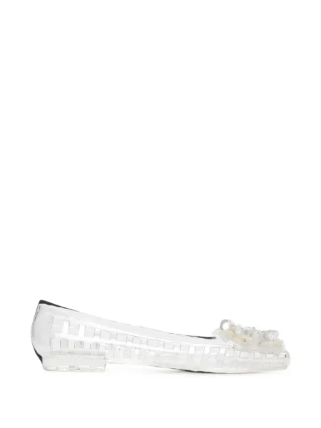 Balerini Heavenly Jelly cu model floral cu mărgele alb