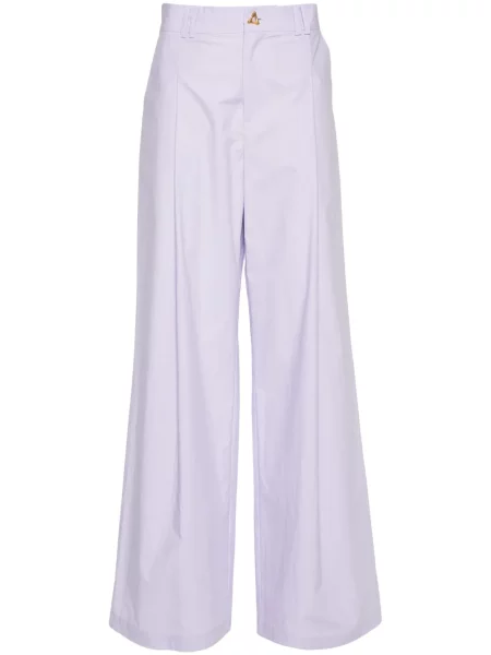 Pantaloni palazzo Aeron din poplin violet