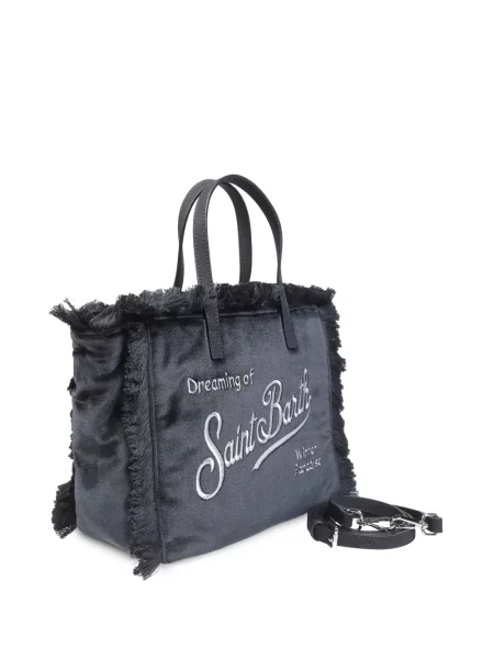 Geantă shopper Mc2 Saint Barth cu franjuri de catifea negru