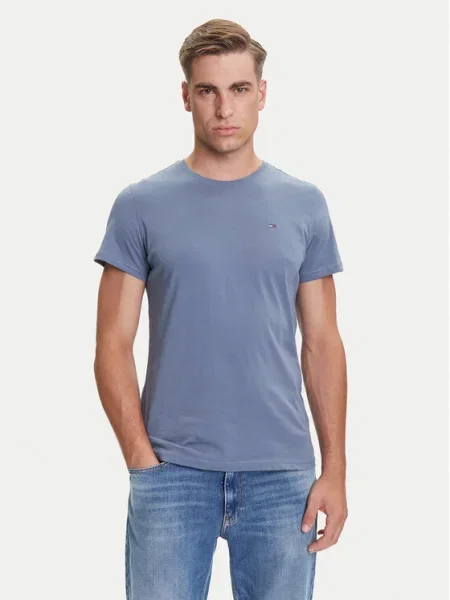 Тениска Tommy Jeans бяло с изчистен дизайн синьо