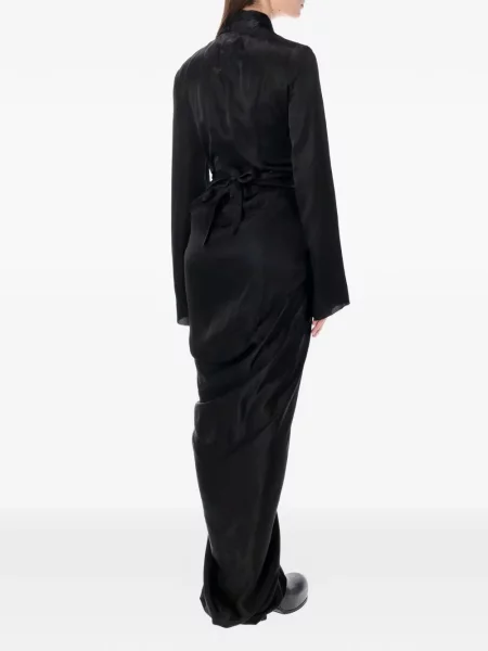 Rochie maxi Rick Owens cu decolteu în V de costum negru