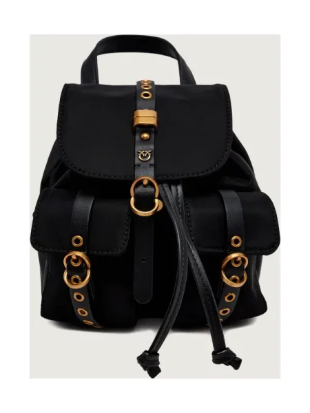Pinko Rucsac cu adaos de piele negru
