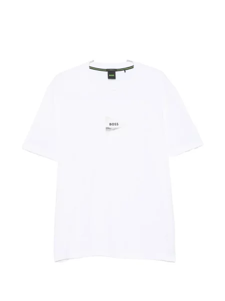 Tricou Boss cu imagine cu decolteu rotund alb