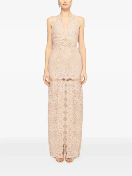 Rochie maxi Nissa din dantelă cu mărgele