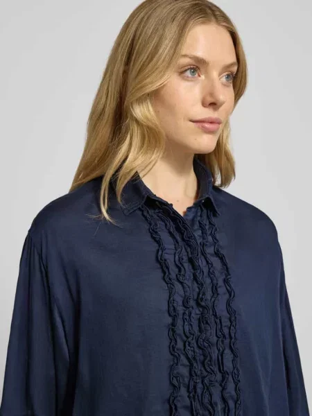 Bluzka koszulowa z krytą listwą guzikową model ‘DANA’ 0039 Italy granatowa
