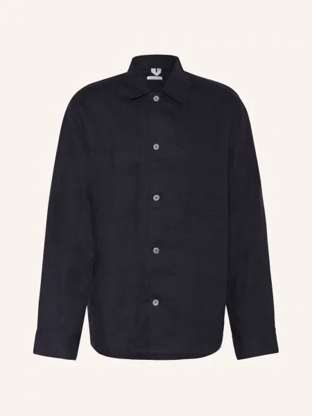 Arket Lněná Košile Relaxed Fit tmavě modrá