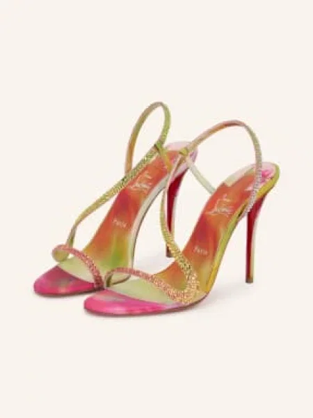 Christian Louboutin Sandały Na Botanica Z Kamyczkami Ozdobnymi pink żółte