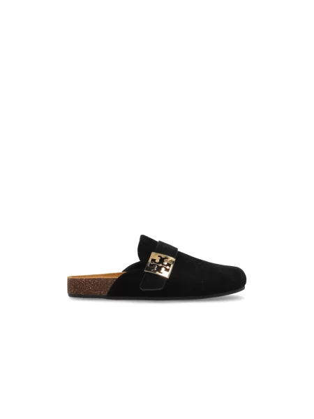 Klapki mules Tory Burch skórzane czarne