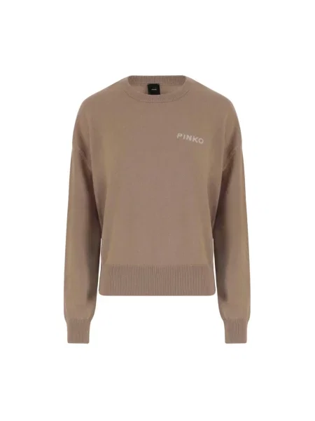 Sweter Pinko z kaszmiru z logo beżowy