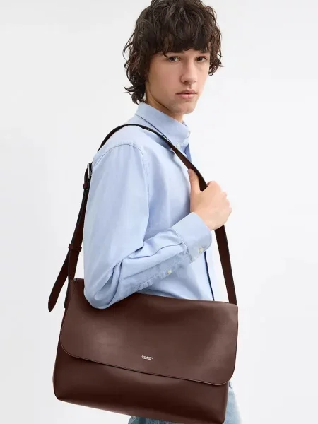 Кожаная сумка Coach коричневая