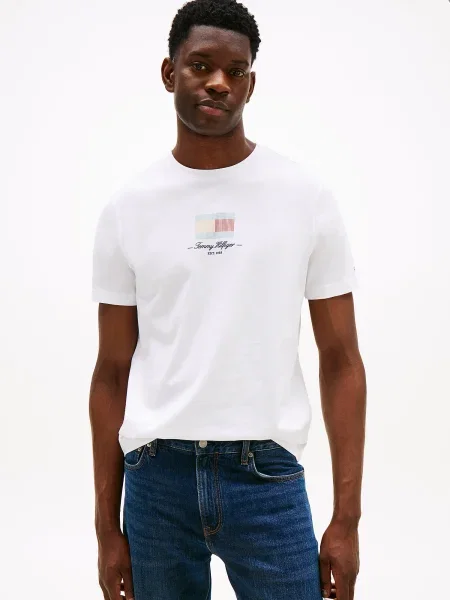 TOMMY HILFIGER Tričko Ithaca svetlomodrá / svetložltá / červená biela