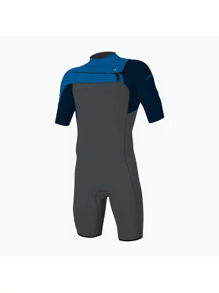 Детски неопренов костюм за плуване O'Neill Youth Hammer Chest Zip SS Spring graphite/abyss/ocean сиво
