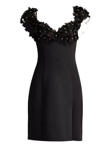 Rochie Tadashi Shoji cu model floral din dantelă de costum negru