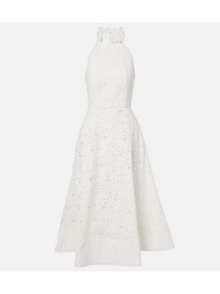 Haftowana sukienka midi Rebecca Vallance do kolan garniturowa biała