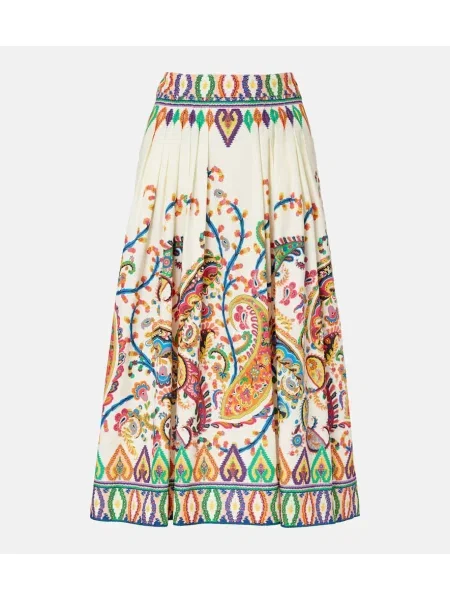 Fustă midi Etro din jacard până la genunchi albastru