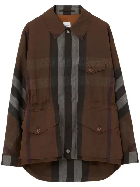 Geacă Burberry în carouri maro