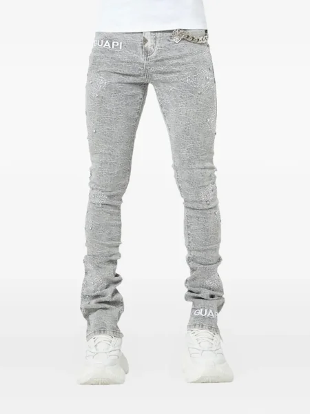 Дънки Guapi с кристали сиво