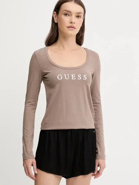 Блуза с дълги ръкави Guess NEW CARRIE кафяво