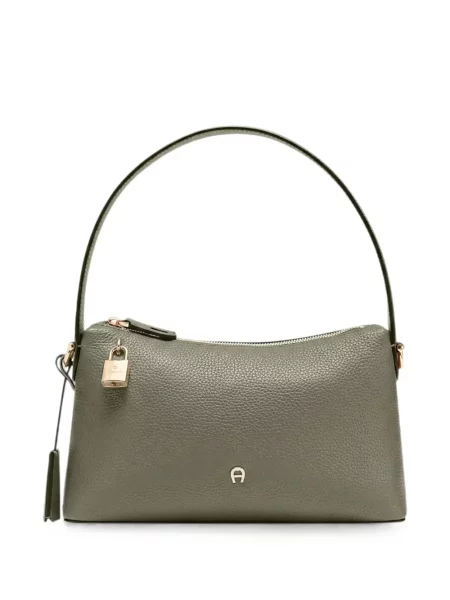 Кожена шопинг чанта Aigner зелено