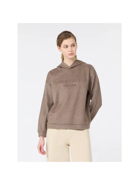 Bluza z kapturem Weekend Max Mara z kapturem z dżerseju brązowa