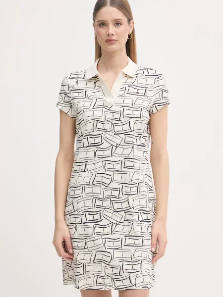 Tommy Hilfiger sukienka rozkloszowana beżowa