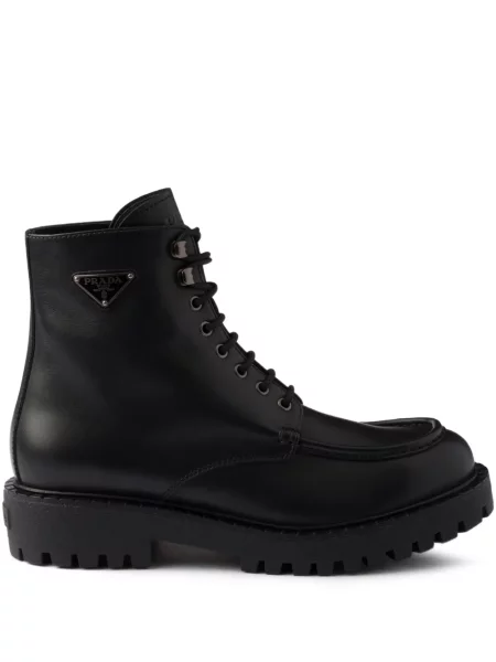 Botine Prada cu șireturi din dantelă negru