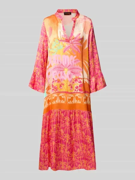 Sukienka midi z z dekoltem w serek model Orange Palm' Miss Goodlife czerwona