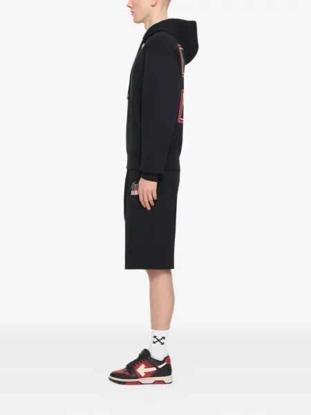 Hanorac cu glugă Off-white cu imagine alb