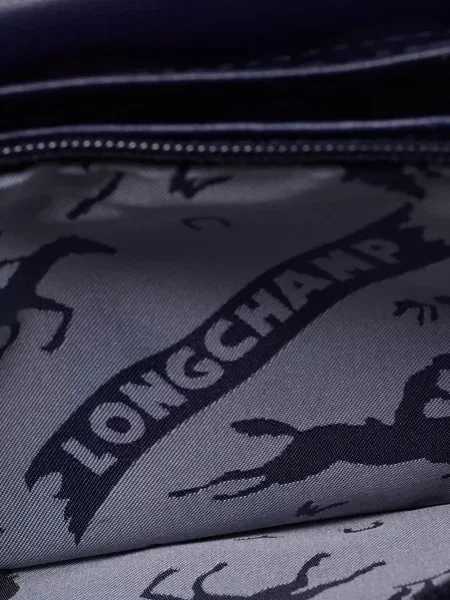 Kožna ogrlica Longchamp sa šiljcima plava