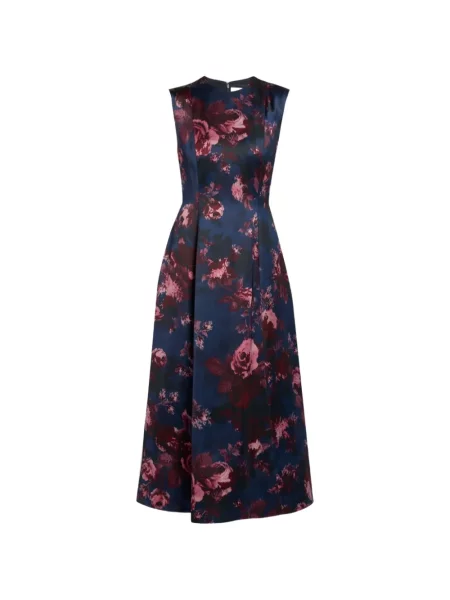 Rochie midi Erdem fără mâneci cu model floral cu imagine albastru