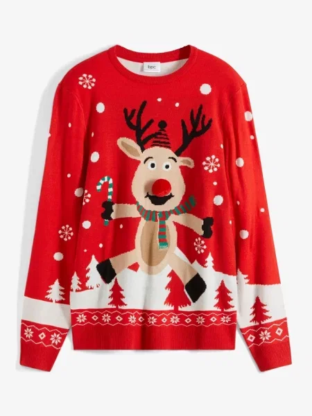 Sweter z bożonarodzeniowym motywem czerwony