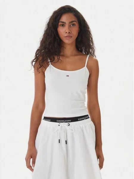 Tommy Jeans Top ESSENTIAL mornarsko plava bijela