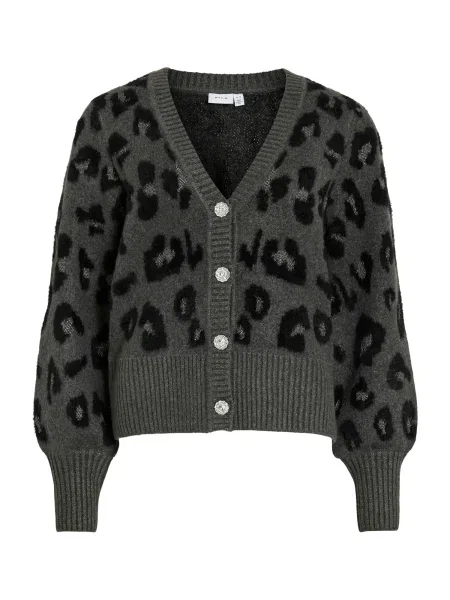 VILA Geacă tricotată VILAO gri argintiu negru