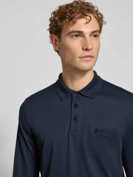 Koszulka polo o kroju regular fit z mieszanki bawełny Ragman granatowa