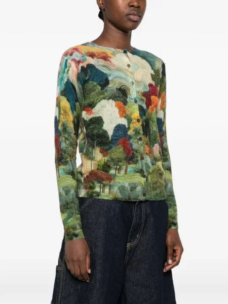 Cardigan Jei's cu imagine cu imprimeu geometric verde