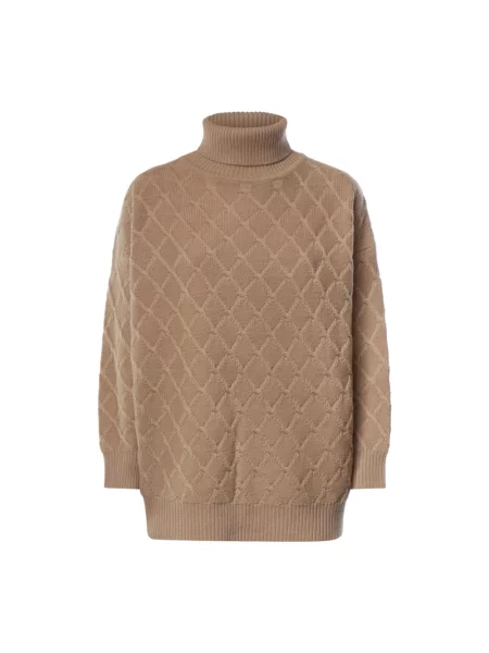 Sweter z golfem Max Mara do golfa brązowy
