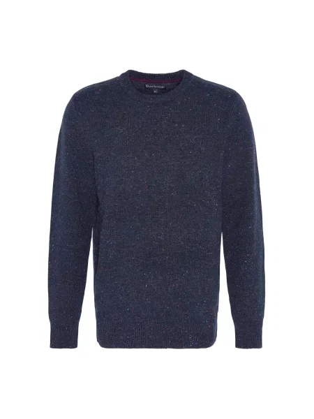 Sweter Barbour wełniany z okrągłym dekoltem niebieski