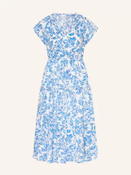 Rails Sukienka Juni Z Falbanami I Z Lnu blau biała