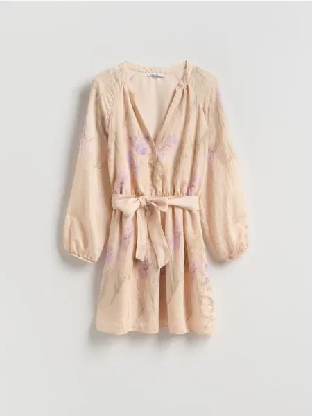 Reserved Sukienka mini z modalem kremowy