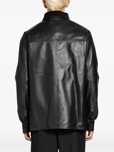 Kožená s límcem košile Marni černá