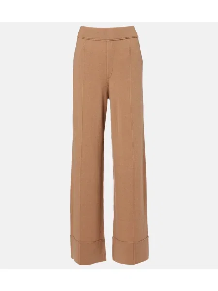 Vunene hlače Jardin Des Orangers visoki struk smeđa