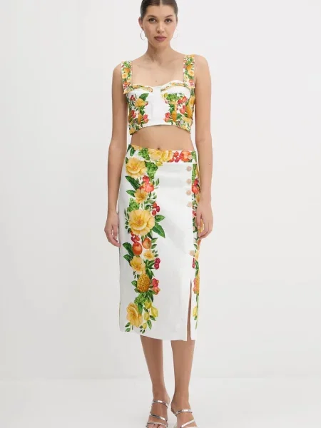 Льняна блузка Farm Rio візерунок білий